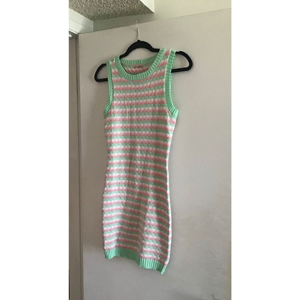 NWT~Cute Hot & Delicious Striped Pastel Sweater Dress Sz Large